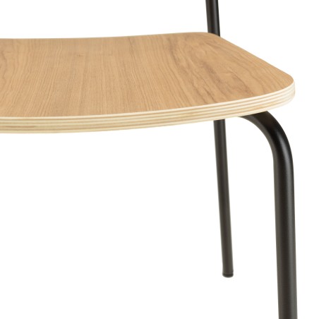 TOM Set of 2 'Schoolboy' Chairs - Ash Wood & Black Steel Legs