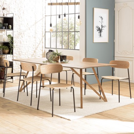 TOM Set of 2 'Schoolboy' Chairs - Ash Wood & Black Steel Legs