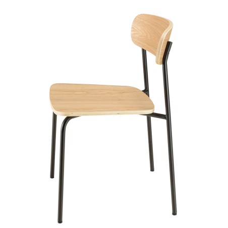 TOM Set of 2 'Schoolboy' Chairs - Ash Wood & Black Steel Legs