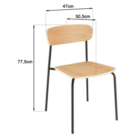 Lot de 2 chaises écolier en bois de frêne