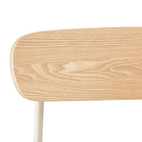 TOM Set of 2 'Schoolboy' Chairs - Ash Wood & White Steel Legs