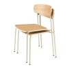 TOM Set of 2 'Schoolboy' Chairs - Ash Wood & White Steel Legs
