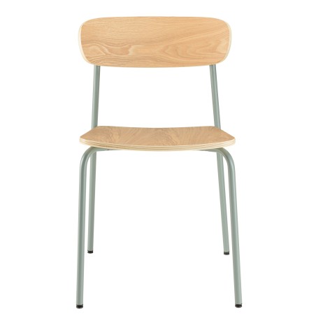 TOM - Set of 2 'schoolboy' Chairs | Ash Wood & Sea Green Steel