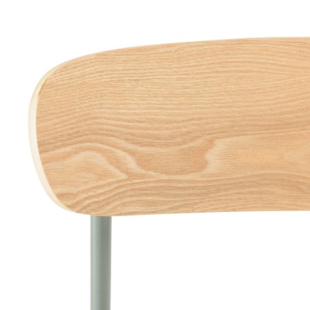 TOM - Set of 2 'schoolboy' Chairs | Ash Wood & Sea Green Steel