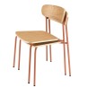 Lot de 2 chaises écolier en bois de frêne et acier terracotta