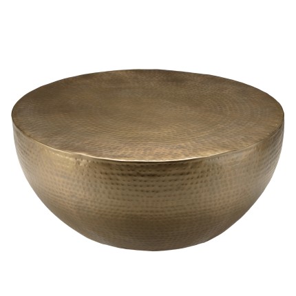 JOHAN Round Shell Coffee Table 90x90cm - Antique Gold Aluminum