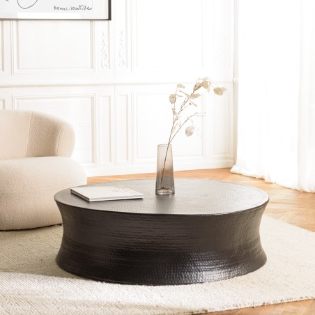 JOHAN Round Coffee Table 117x117cm - Black Aluminum