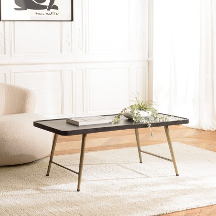Table basse JOHAN en aluminium noir et doré