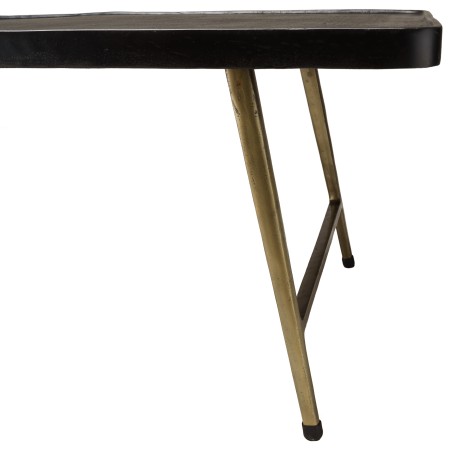 JOHAN Rectangular Coffee Table in Aluminum with Black Top and Gold Legs