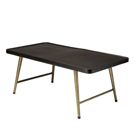 JOHAN Rectangular Coffee Table in Aluminum with Black Top and Gold Legs