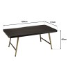 JOHAN Rectangular Coffee Table in Aluminum with Black Top and Gold Legs
