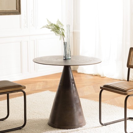 Table ronde JOHAN 80cm alu laiton pied conique