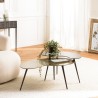 JAMES - Set of 2 Oval Coffee Tables in Matte Black and Gold Aluminum