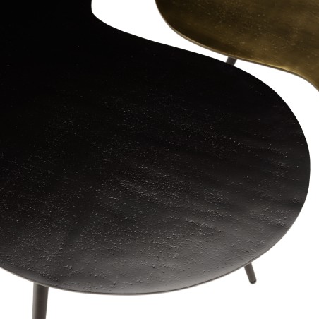 JAMES - Set of 2 Oval Coffee Tables in Matte Black and Gold Aluminum