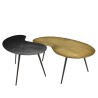 JAMES - Set of 2 Oval Coffee Tables in Matte Black and Gold Aluminum