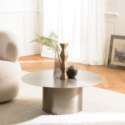 Table basse ronde JAMES en fer noir 80x80cm