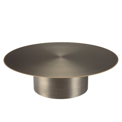 JAMES Round Coffee Table 120x120cm - Black Iron with Gold Trim