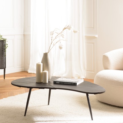 Table basse ovoïde JAMES - plateau texturé noir