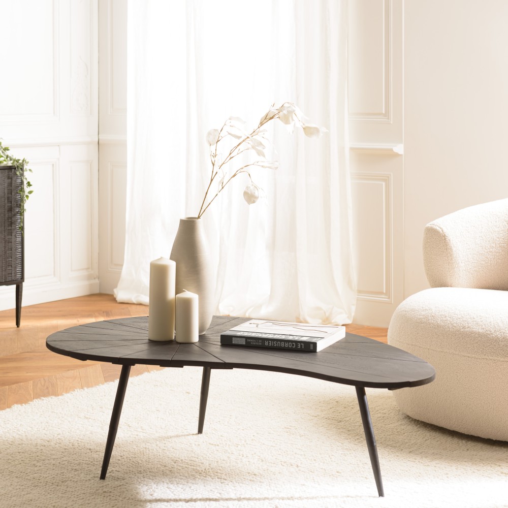 JAMES - Ovoid Coffee Table with Textured Black Matt Top JAMES - Ovoid Coffee Table with Textured Black Matt Top