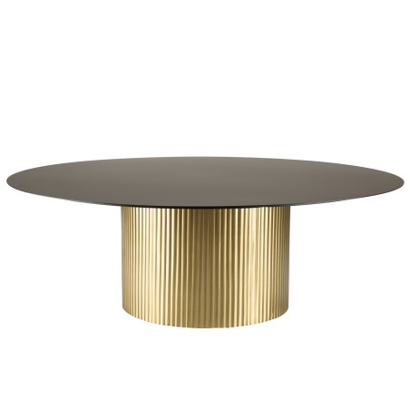 Table basse ronde JAMES 110x110cm en fer noir et pied doré