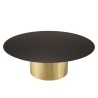 Table basse ronde JAMES 110x110cm en fer noir et pied doré