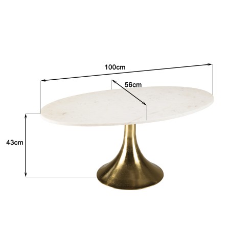 Table basse JAMES en marbre et doré - 100x56cm