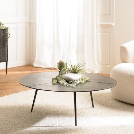 Table basse ronde JAMES en aluminium noir mat 100x100cm
