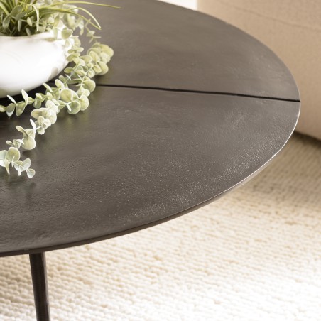 JAMES Round Coffee Table 100x100cm - Matte Black Aluminum