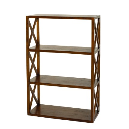 LORINE Brown 3-tier lattice shelf Mindi wood