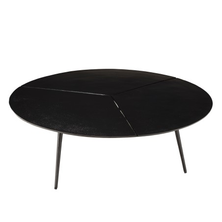 JAMES Round Coffee Table 100x100cm - Matte Black Aluminum