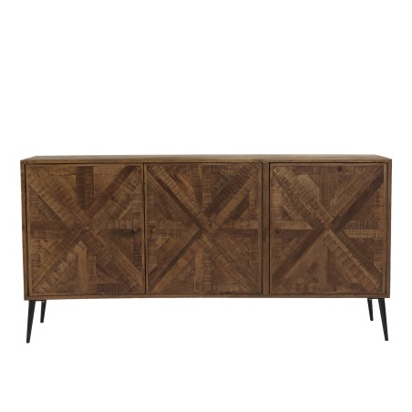 KIARA Sideboard 3 Doors Recycled Wood Symmetrical Shapes Metal Legs