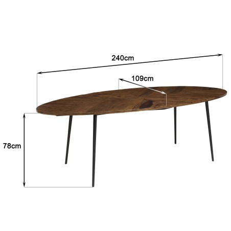 Table à manger ovale KIARA 240x110cm