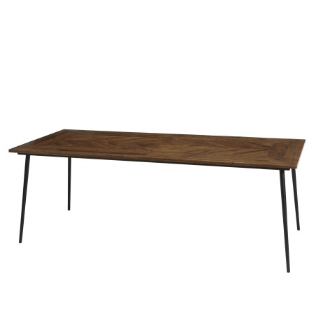 Table à manger KIARA rect. 220x100cm bois de teck et acier