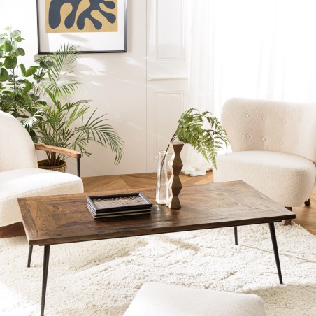 Table basse KIARA - Formes géométriques en bois recyclé