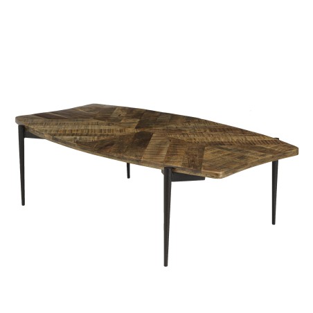 KIARA Coffee Table with Concave Edges 135x75cm Recycled Wood