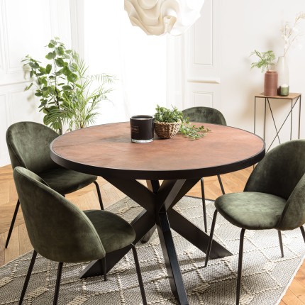 BASILE Dining Table 120x120 Rust Colour with Stone Effect