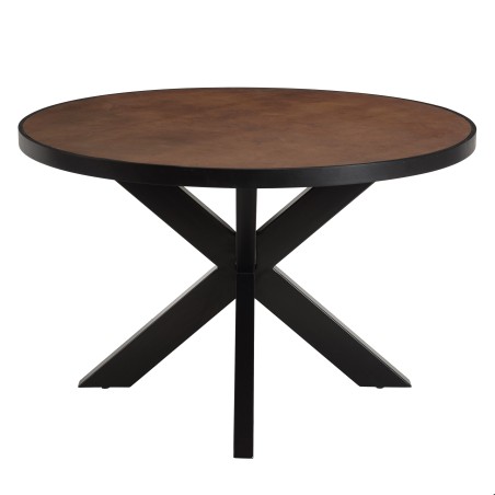 BASILE Dining Table 120x120 Rust Colour with Stone Effect