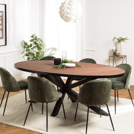 Table à manger BASILE 220x110 couleur rouille effet pierre