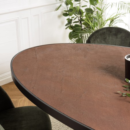 BASILE Dining Table 220x110 Rust Color with Stone Effect