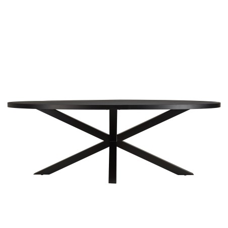 Table à manger BASILE 220x110cm plateau noir effet pierre