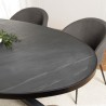 Table à manger BASILE 220x110cm plateau noir effet pierre
