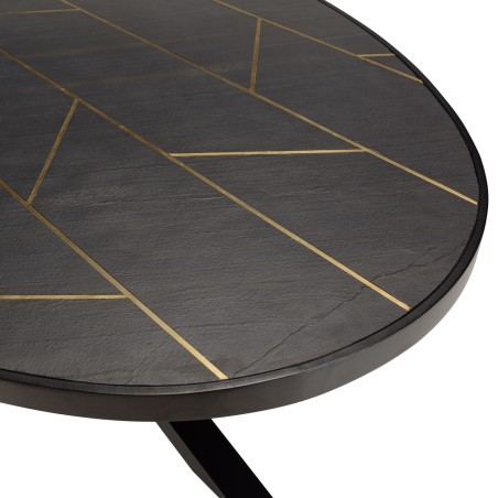 Table à manger BASILE 220x110cm effet pierre doré