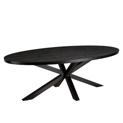 Table à manger BASILE 220x110cm effet pierre doré
