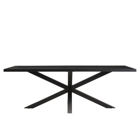 Table à manger BASILE 220x100cm plateau noir effet pierre
