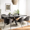 BASILE Dining Table 220x100cm Black Stone Effect Top