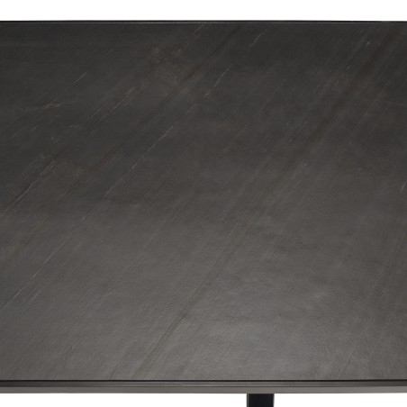 Table à manger BASILE 220x100cm plateau noir effet pierre