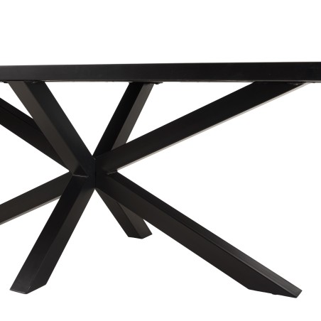 Table à manger BASILE 220x100cm plateau noir effet pierre
