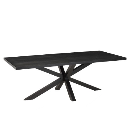 BASILE Dining Table 220x100cm Black Stone Effect Top