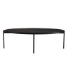 BASILE Oval Coffee Table 131x65cm Black Stone Effect with Metal Legs