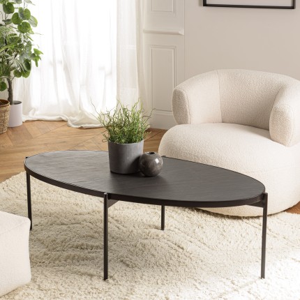 Table basse ovale noire BASILE 131x65cm